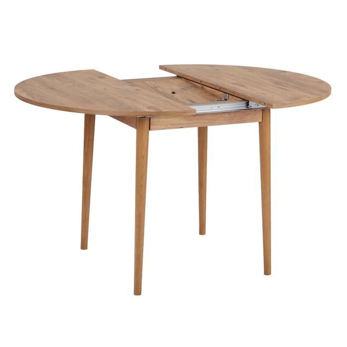 Hanah Home Mesa de Comedor Extensible en Pino Atlántico, 100x100 cm (extensible a 131 cm), Tablero de Melamina, Patas de Madera, Color Pino Atlántico